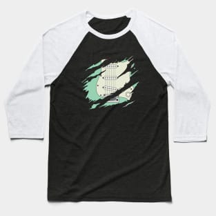 Ripped Electric Guitar S-Style Surf Green Color Baseball T-Shirt